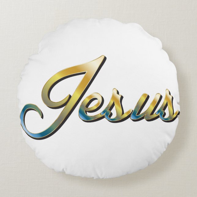 Cojín Redondo Jesus Round Throw Pillow (Anverso)