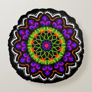 Cojín redondo Jimette Diseño mandala coloreado