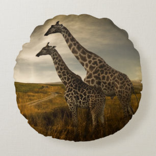 Cojín Redondo Jirafas y el paisaje