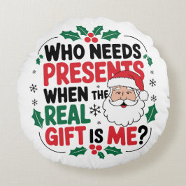 Cojín Redondo Jolly Santa Claus trae alegría festiva a todos