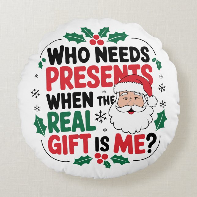 Cojín Redondo Jolly Santa Claus trae alegría festiva a todos (Anverso)