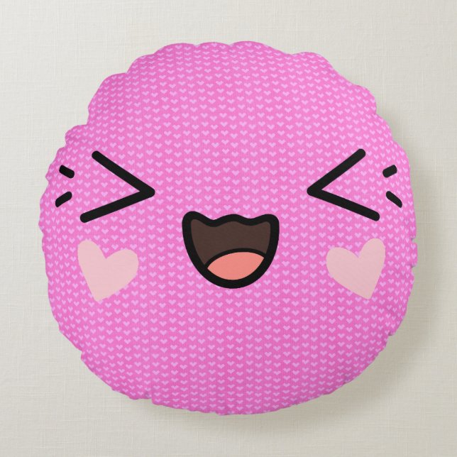Cojín Redondo Jollyn kawaii pink (Anverso)