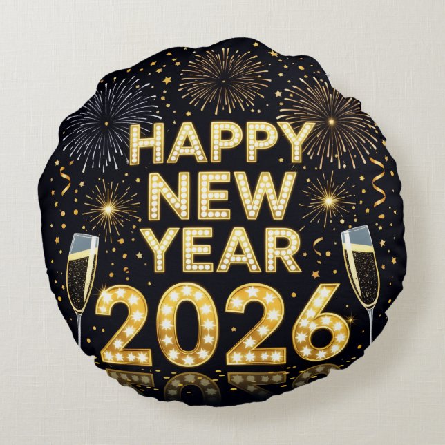 Cojín Redondo Joyful Snowflake New Year Round Pillow (Reverso)