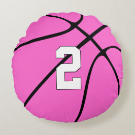 Cojín Redondo Jugador de baloncesto rosa Personalizado Jersey Nu