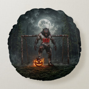 Cojín Redondo Jugador de Fútbol Hombre Lobo Arte de Terror de Ha