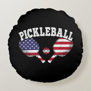 Cojín Redondo Jugador de Pickleball de la Bandera de EE. UU. Amo