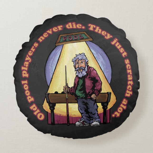 Cojín Redondo Jugadores de billar antiguos (Anverso)