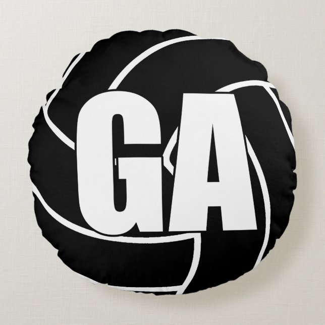 Cojín Redondo Jugadores de Netball - Ataque de gol - GA (Anverso)