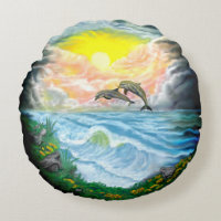 Jugando a los delfines al sol