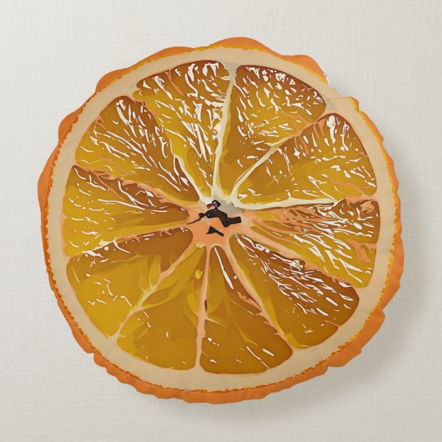 Cojín Redondo Juicy naranja slice - divertido (Reverso)