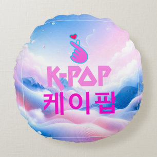 Cojín Redondo K-Pop Finger Heart: Mostrar tu amor