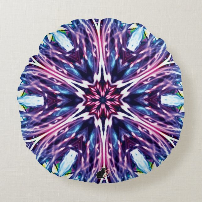 Cojín Redondo Kaleidoscope de Estrella Norte (Anverso)
