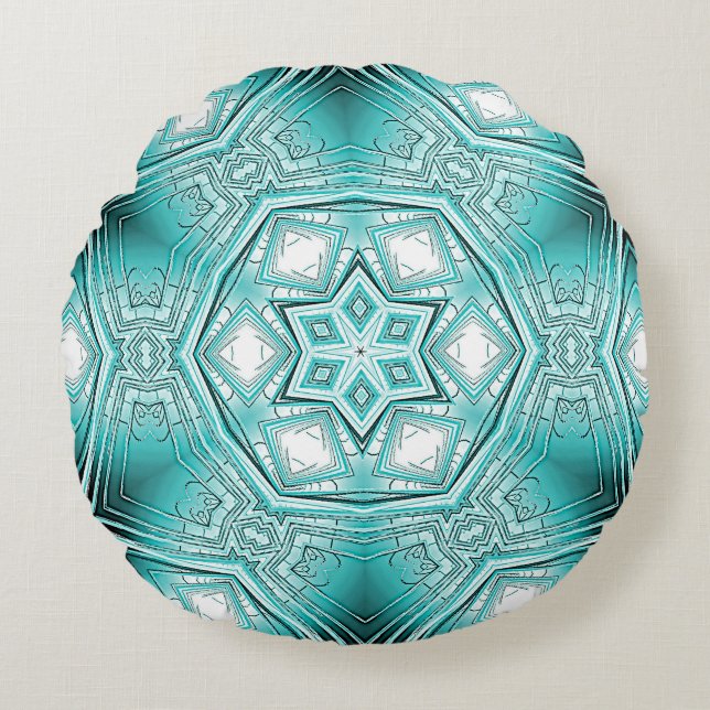 Cojín Redondo Kaleidoscopio Ártico (Anverso)