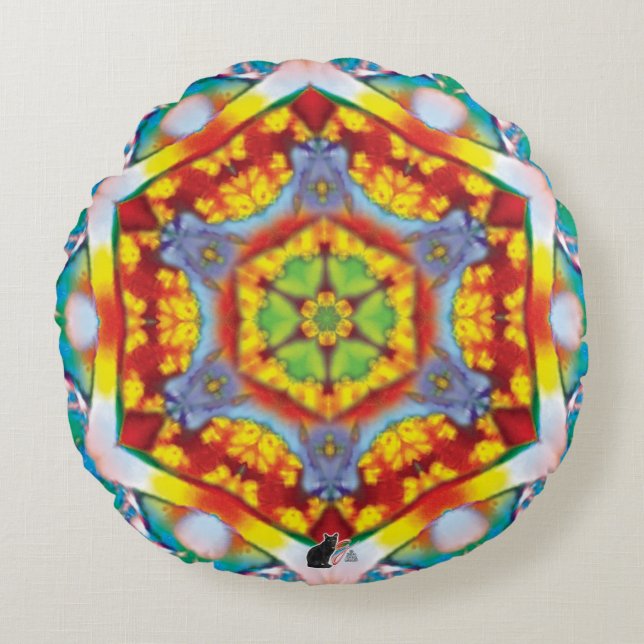 Cojín Redondo Kaleidoscopio de centro (Anverso)