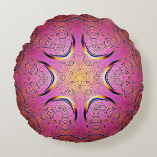 Cojín Redondo Kaleidoscopio del corazón radiante