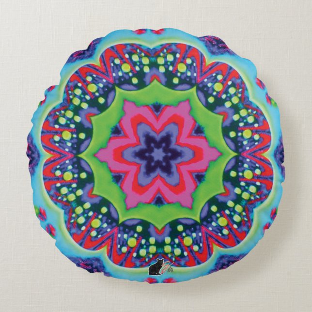 Cojín Redondo Kaleidoscopio lúcido (Anverso)