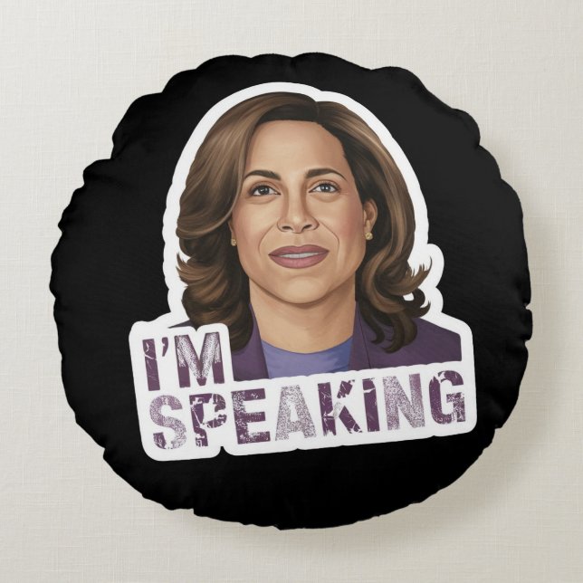 Cojín Redondo Kamala Harris Hablo, Cita histórica de debate (Anverso)