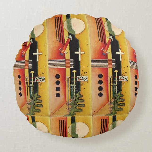 Cojín Redondo Kandinsky Arte de pintura abstracta moderna (Anverso)