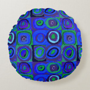 Cojín Redondo Kandinsky Farbstudie Blue Quadrate Square Circle