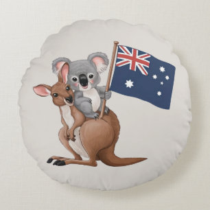 Cojín Redondo Kangaroo y Koala