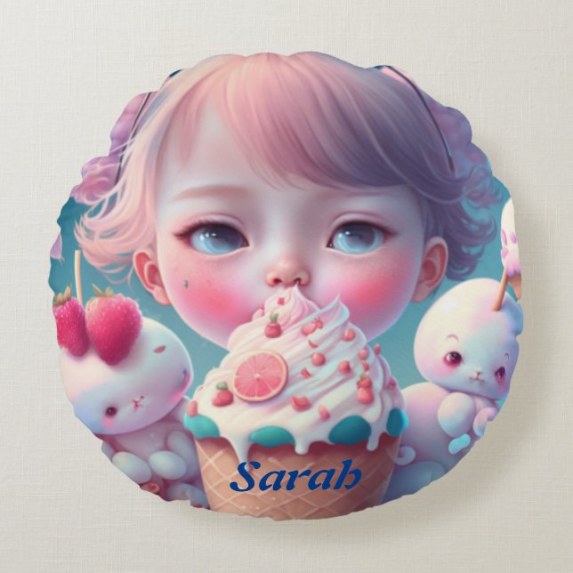 Cojín Redondo Kawaii (Anverso)