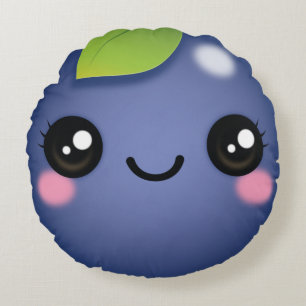 Cojín Redondo Kawaii Blueberry Round Pillow
