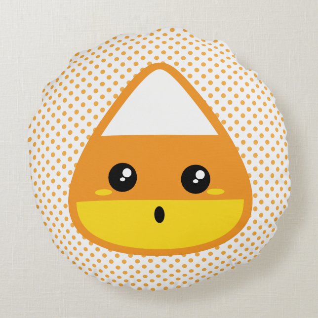 Cojín Redondo Kawaii Candy Corn Round Pillow (Reverso)