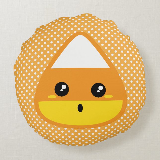 Cojín Redondo Kawaii Candy Corn Round Pillow (Reverso)