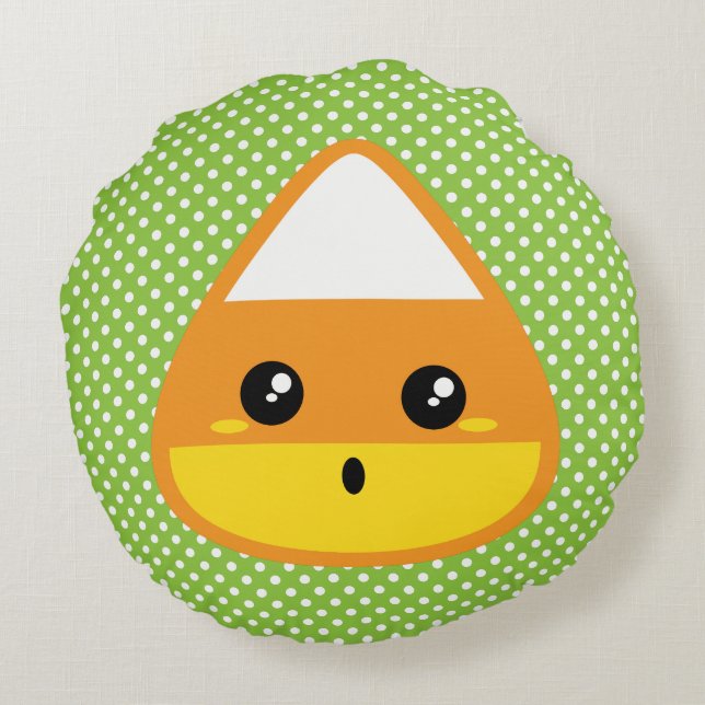 Cojín Redondo Kawaii Candy Corn Round Pillow (Reverso)