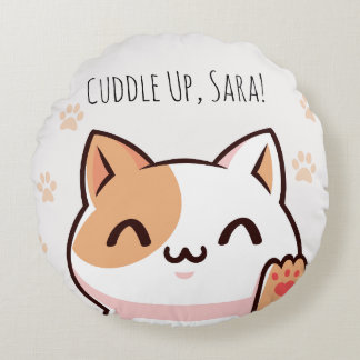 Cojín Redondo Kawaii Cat Joy Pillow