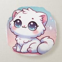 Kawaii Cat round Pillow