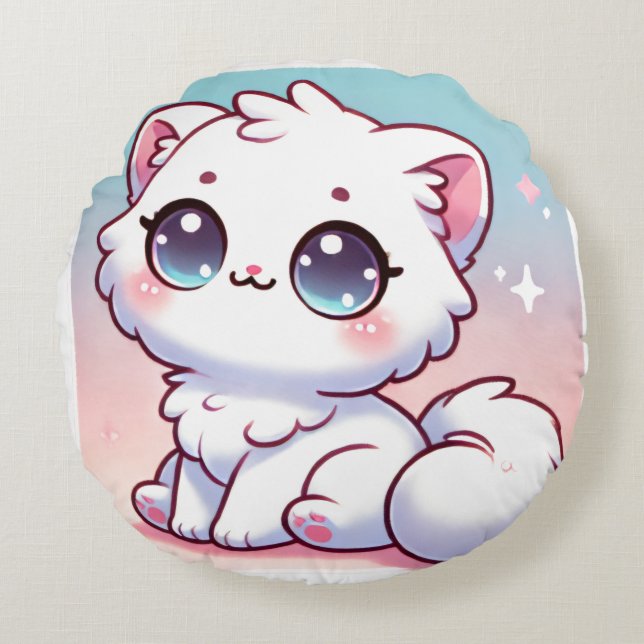 Cojín Redondo Kawaii Cat round Pillow (Anverso)