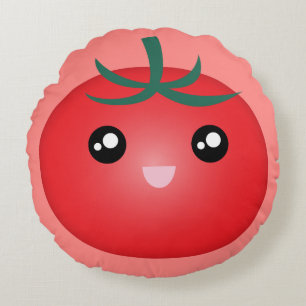 Cojín Redondo Kawaii Cute Happy Face Emoji Personalizado