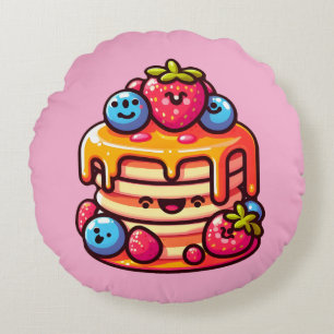 Cojín Redondo Kawaii Pancake Desayuno lindo Diseño de comida