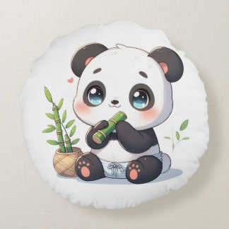 Cojín Redondo Kawaii Panda Pillow