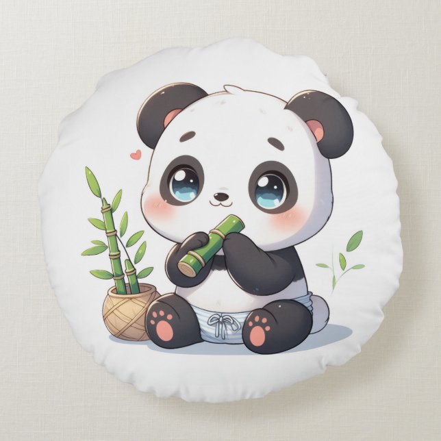 Cojín Redondo Kawaii Panda Pillow (Reverso)