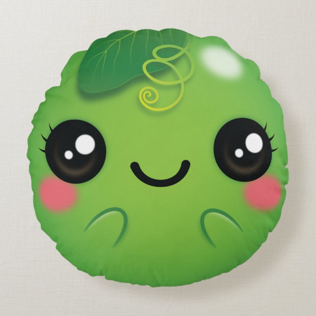 Cojín Redondo Kawaii Pea (Anverso)