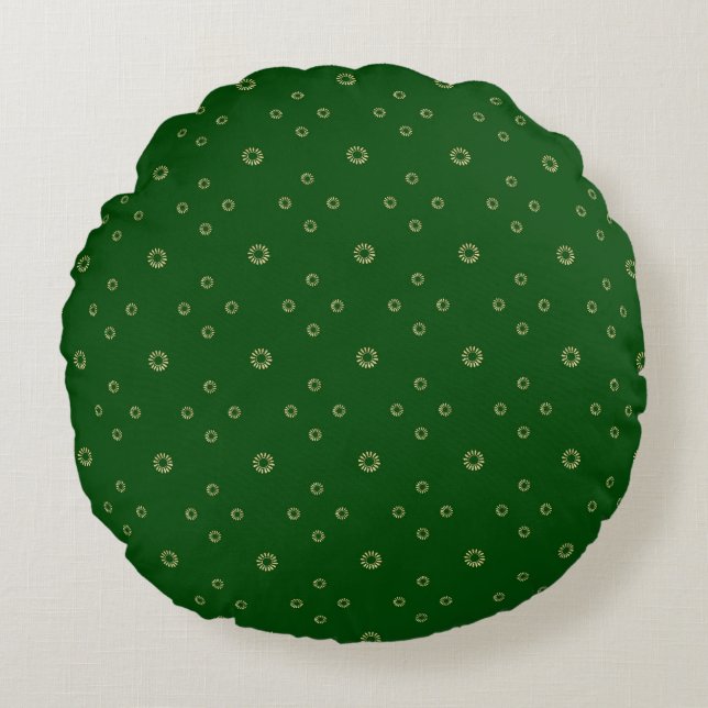 Cojín Redondo Kelly Verde | Zinnia Dorada Sol (Anverso)