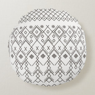 Cojín Redondo Kilim monocromo: Arte de textura tribal marroquí