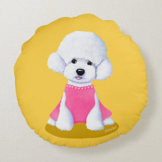 Cojín Redondo KiniArt Bichon Frise Round Pillow
