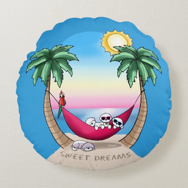 Cojín Redondo KiniArt Bichon Sweet Dreams (Anverso)