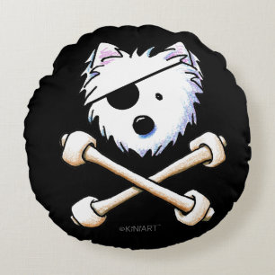 Cojín Redondo KiniArt Pirate Westie Crossbone