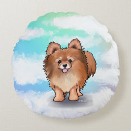 Cojín Redondo KiniArt Pomeranian Abrazable