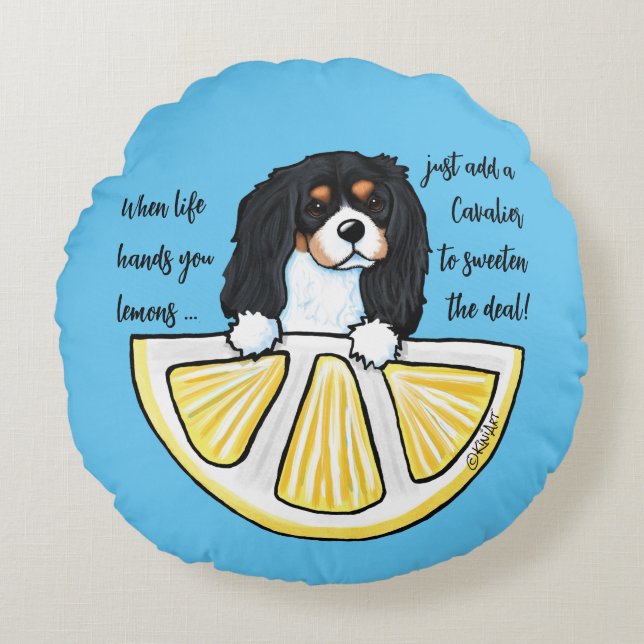 Cojín Redondo KiniArt Tricolor Cavalie Life Lemons Acento Pillow (Anverso)