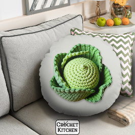 Cojín Redondo Kitsch Moderno Granny Green Garden Crochet Cabbage