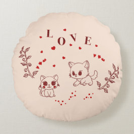 Cojín Redondo Kitty en amor