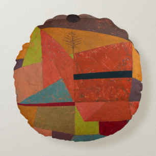 Cojín Redondo Klee - Paisaje montañoso alegre