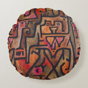 Cojín Redondo Klee Resumen de arte moderno expresionista foresta