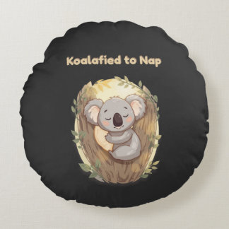 Cojín Redondo "Koalafied to Nap – Cute Sleepy Koala T-Shirt"