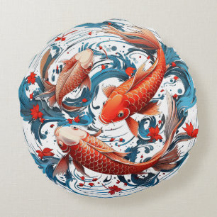 Cojín Redondo Koi Fish artístico